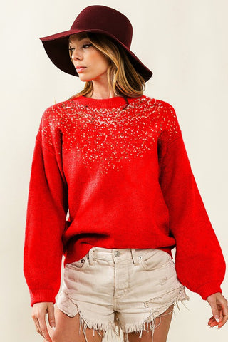 See Me Sparkling Sequin Sweater {Green}