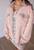 Sequin Plaid Sherpa Shacket {Pink}