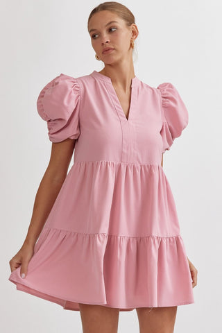 Layered Button Down Dress {Pink}