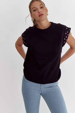 Fallen for You Ribbed Top {Black}
