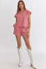 Textured Elastic Waist Shorts {Dk. Coral Pink}