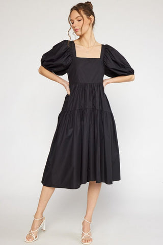 Paisley Swirls Midi Dress {Black}