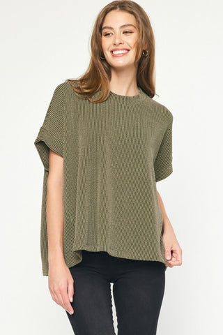 Ruched Sleeves Solid Top {Black}
