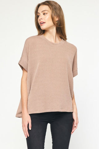 Ruched Sleeves Solid Top {Off White}
