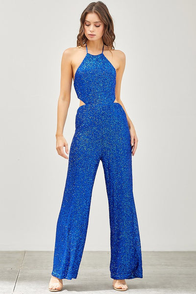 Spotlight on Me Strapless Glitter Jumpsuit – Royal Blue – KPLuxshop