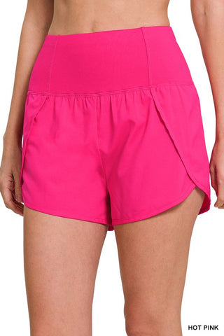 Smocked Waist Running Shorts {Neon Coral Fuchsia}