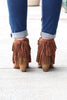 Not Rated: Auriga Fringe + Chain Suede Booties {Tan} - The Fair Lady Boutique - 3