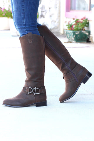 Very G: Very Strippy Heeled Suede Boot {L. Taupe}