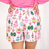 Christmas Bulbs Pajama Shorts {White/Pink Mix}