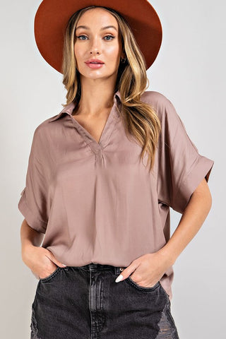 Layered Ruffles Solid Blouse {Sand Beige}