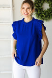 Mila Ruffle Sleeve Blouse {Royal Blue}