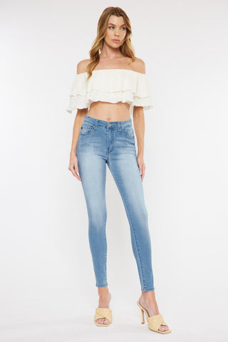 Leah H/R Solid Cuffed Jeans {M. Wash}