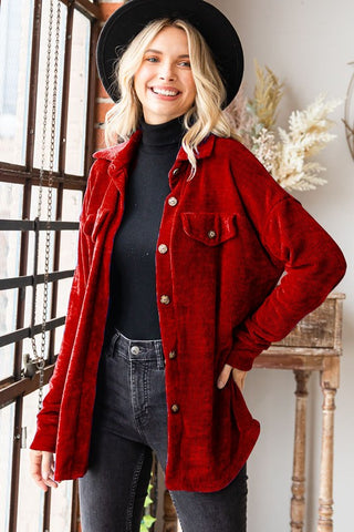 Luxury Quarter Zip Frosted Sherpa w/ Pockets {Deep Red}