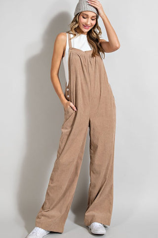 Shirred Overall Jumpsuit {Black}