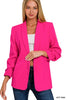 Kim Ruched Sleeve Blazer {Hot Pink}