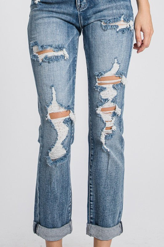 Paisley H/R Distressed Cuffed Jeans