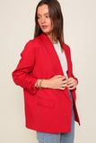 Work + Play Ruched Sleeve Blazer {Red}