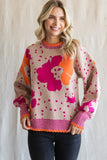 Bright Abstract Floral Sweater {Taupe Mix}