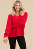 Texture V-neck Blouse {Red}