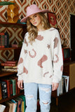 Cowboy Boots + Hats Shimmery Sweater {Cream}
