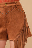 Fringe Suede Cowgirl Shorts {Tan}