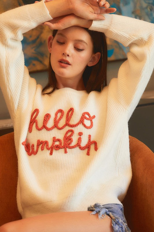 Hello Pumpkin Sweater {Off White}