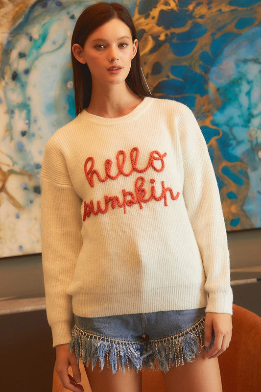 Hello Pumpkin Sweater {Off White}