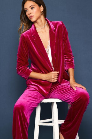 Kim Ruched Sleeve Blazer {Hot Pink}