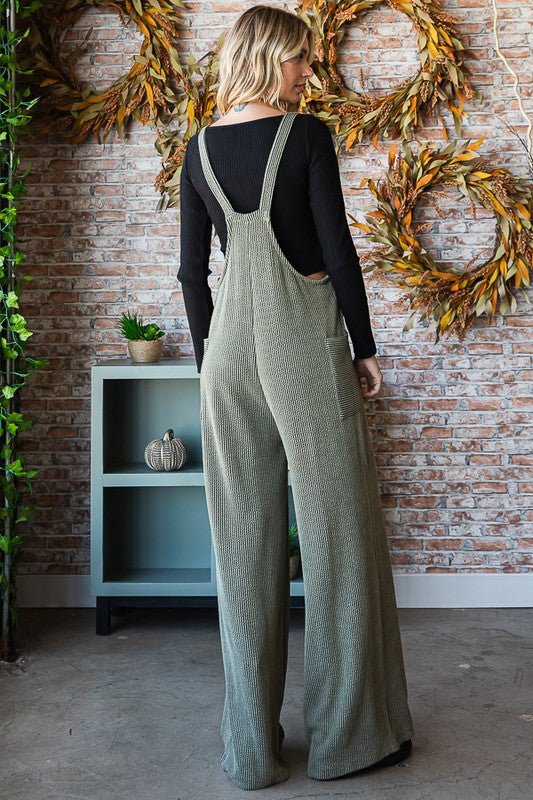 Ribbed Overall Jumpsuit {Olive}
