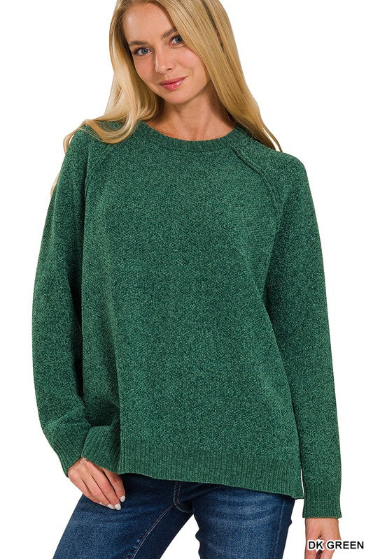 Softest Chenille Sweater {Dk Green}