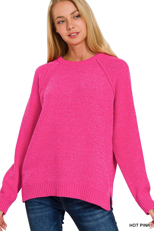 Softest Chenille Sweater {Hot Pink}