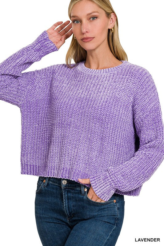 Cropped Chenille Sweater {Lavender}
