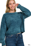 Cropped Chenille Sweater {Teal}