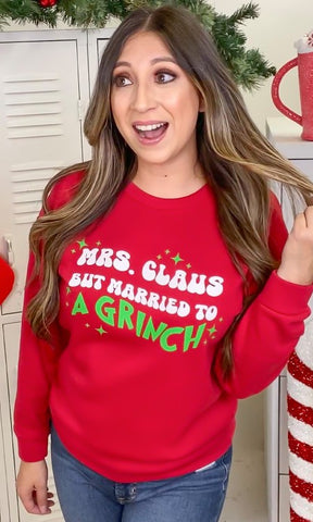 Mrs Claus but Married to a Grinch Tee {Red}
