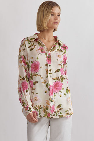 Warmer Days Floral Blouse {Pink}