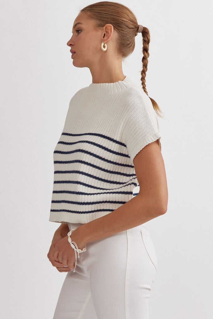 Striped Perfect Knit Top {Navy}