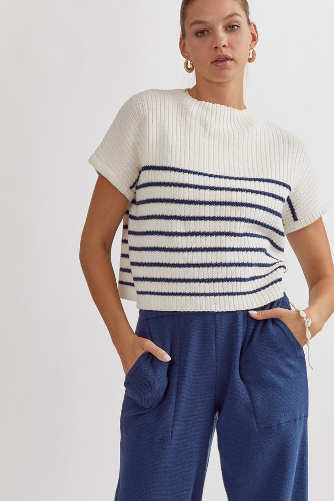 Striped Perfect Knit Top {Navy}
