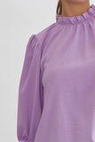 Solid High Neck Blouse {Lilac}
