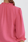Solid High Neck Blouse {Pink}
