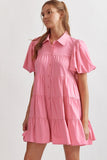 Layered Button Down Dress {Pink}