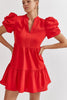Puff Sleeve Tiered Dress {Red}