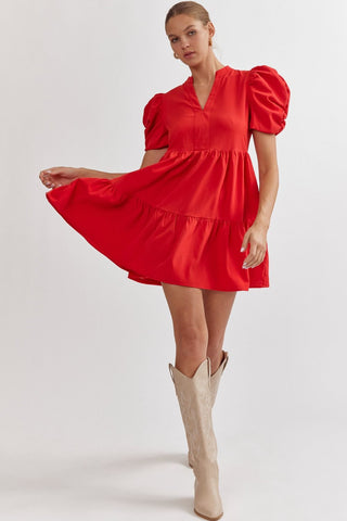 Frilly Speckled Dress {Red}