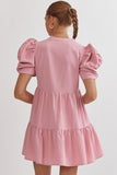 Puff Sleeve Tiered Dress {Baby Pink}