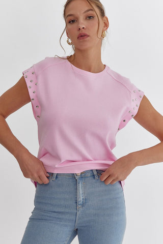 Velvet Sequin Sleeve Pullover {Pink}