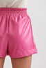 Faux Leather Elastic Waist Shorts {Hot Pink}