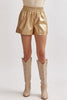 Faux Leather Elastic Waist Shorts {Gold}