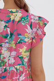 Full Bloom Floral Midi Dress {Pink}