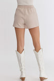 Textured Elastic Waist Shorts {Lt. Taupe}