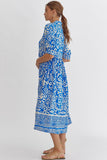 Paisley Swirls Midi Dress {Blue}