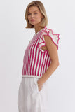 Ruffle + Stripes Knit Top {Hot Pink}